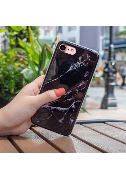 Apple iPhone Se Şık Mermer Desen Imd Telefon Kılıf Anti Drop Yumuşak Tpu Kapak Black (Yurt Dışından)