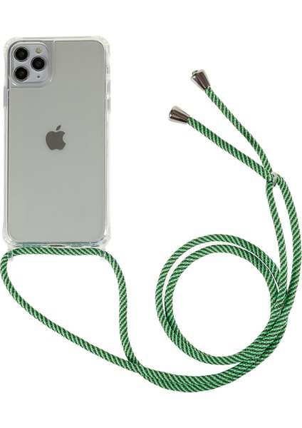 Ayarlanabilir Kordon Yeşili ile Apple iPhone 11 Pro Şeffaf Telefon Kılıfı Için Tpu+Akrilik Arka Kapak (Yurt Dışından)