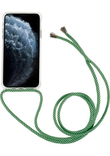 Ayarlanabilir Kordon Yeşili ile Apple iPhone 11 Pro Şeffaf Telefon Kılıfı Için Tpu+Akrilik Arka Kapak (Yurt Dışından)