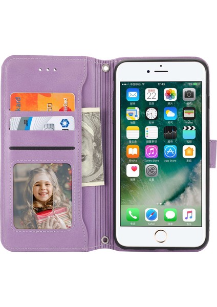 Apple iPhone Se Stand Cüzdan Folio Flip Cep Telefon Kılıfı Zipper Cep Pu Deri Deri Manyetik Telefon Kabuğu Uzun Kısa Kayışlar (Yurt Dışından) fırsatları