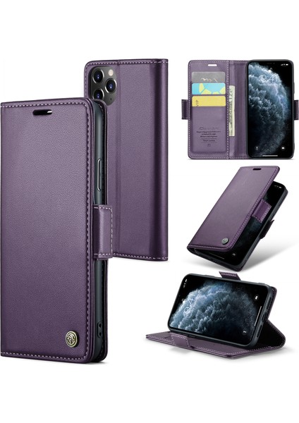 Apple iPhone 11 Pro Max Case Anti-Drop Pu Deri Kapak Rfıd Engelleme Cüzdan Telefon Kabuk-Doğum (Yurt Dışından)