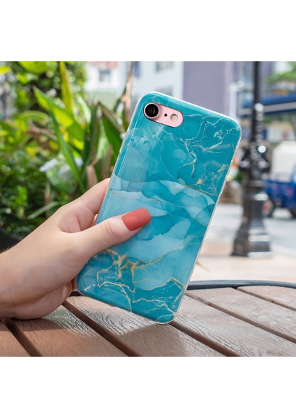 Apple iPhone Se Şık Mermer Desen Imd Telefon Kılıf Anti-Drop Yumuşak Tpu Kapak Yeşili (Yurt Dışından)
