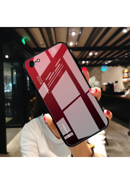 Gradyan Cam+Tpu+Pc Hibrid Geri Kılıf Apple iPhone Se -Red (Yurt Dışından)