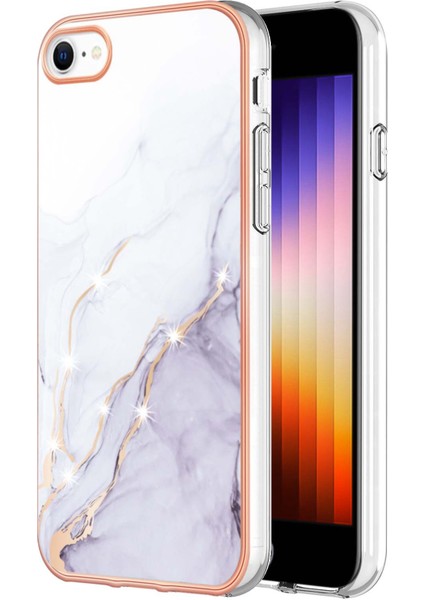 Apple iPhone Se Elektroklokal Glitter Telefon Kılıfı Imd Mermer Desen Yumuşak Tpu Şok Geçirmez Anti (Yurt Dışından)