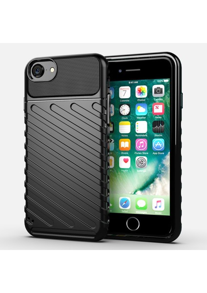 Thunder Twill Cilt Dokusu Tpu Apple iPhone Se -Black Için Geri Kılıf (Yurt Dışından)