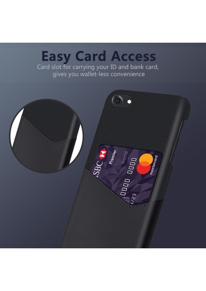 Kart Tutucu Kumaş+Pu Deri Kaplı Pc Arka Kapak Apple iPhone Se -Black (Yurt Dışından) fırsatları