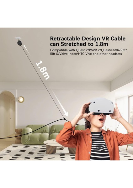 Vr Kablo Yönetim Sistemi, 6 Paket Tavan Makarası Sistemi - Siyah