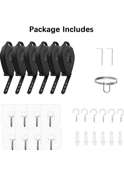 Vr Kablo Yönetim Sistemi, 6 Paket Tavan Makarası Sistemi - Siyah