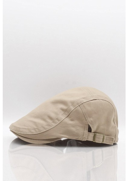%100 Pamuk Ayarlanabilir Tokalı Erkek Kasket Şapka Bej