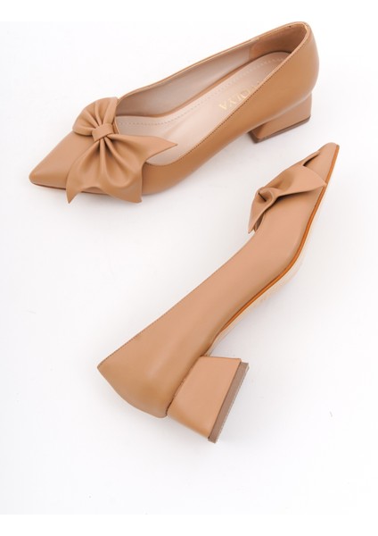 Camila Nude Fiyonklu (4cm) Sivri Burun Topuklu Ayakkabı modelleri