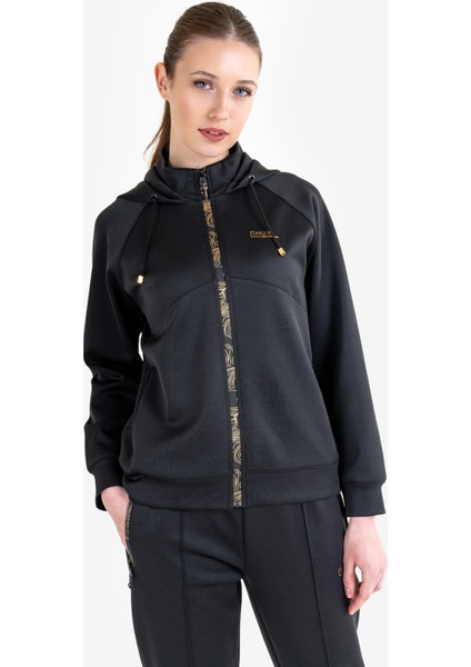 Siyah Kadın Fermuarlı Kapüşonlu Sweatshirt 23N-2126 fiyatları