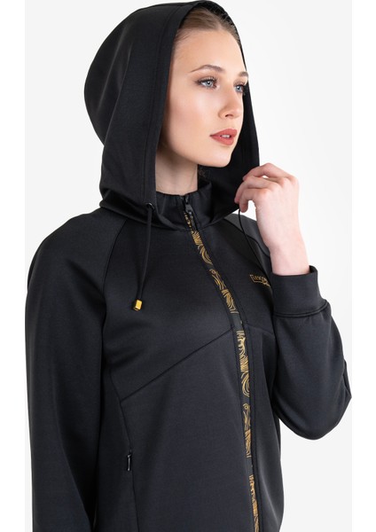 Siyah Kadın Fermuarlı Kapüşonlu Sweatshirt 23N-2126 indirimleri