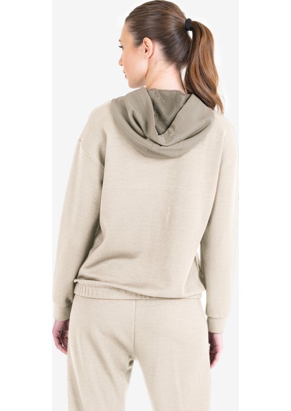 Bej Kadın Fermuarlı Kapüşonlu Sweatshirt 23N-2101 fırsatları