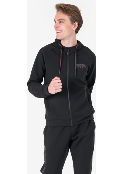 Siyah Erkek Fermuarlı Kapüşonlu Sweatshirt 23N-1121 fırsatları