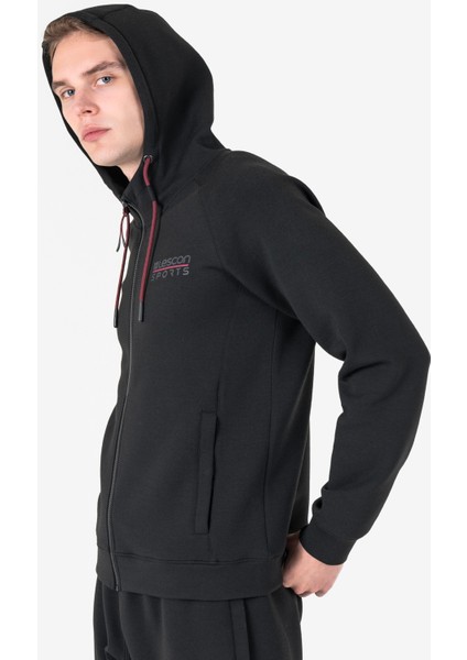 Siyah Erkek Fermuarlı Kapüşonlu Sweatshirt 23N-1121 indirimleri