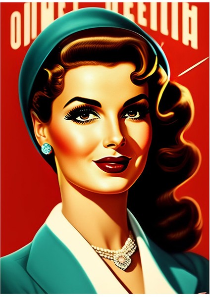 Retro Kadın Tasarım Ahşap Tablo