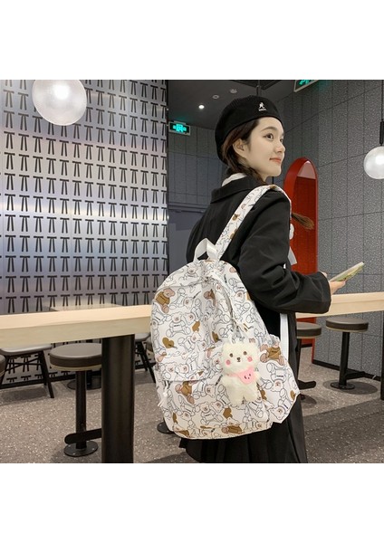 Graffiti Baskı Sırt Kore Versiyonu Orta ve Lise Kolej Tarzı Okul Büyük Kapasiteli Sırt Çantası (Yurt Dışından) modelleri