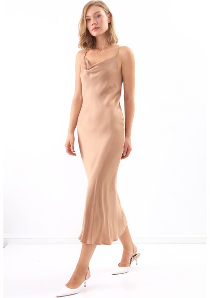 Askılı Degaje Yaka Uzun Elbise fiyatları