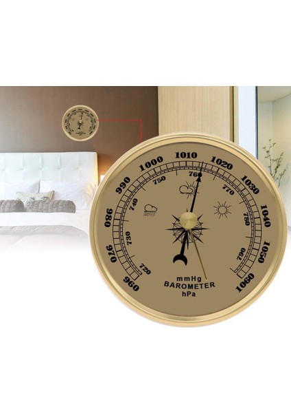 Metal Barometre 90 mm - Analog Basınç Ölçer - Hava Durumu - Kaliteli Şık Tasarım
