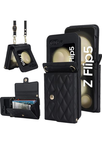 Samsung Galaxy Z Flip5 5g Pu Deri + Pc Rfıd Engelleme Cüzdan Kapağı Telefon Kılıfı (Yurt Dışından)