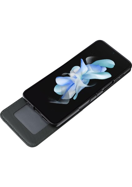 Samsung Galaxy Z Flip5 5g Kart Sahibi Telefon Kasası Karbon Fiber Doku Pu Deri Telefon Kapağı (Yurt Dışından)