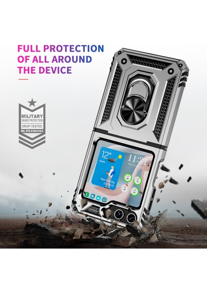 Tpu+Pc Samsung Galaxy Z Flip5 5g Ring Kickstand Anti-Fall Kapak Araba Montajı Metal Sayfası (Yurt Dışından)