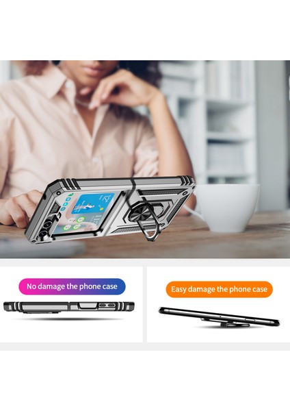 Tpu+Pc Samsung Galaxy Z Flip5 5g Ring Kickstand Anti-Fall Kapak Araba Montajı Metal Sayfası (Yurt Dışından)