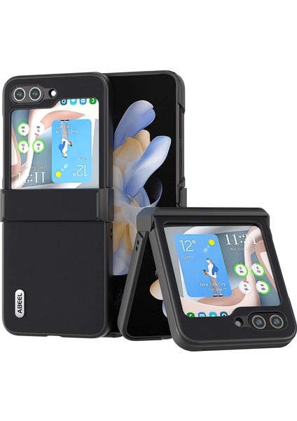 Samsung Galaxy Z Flip5 5g Anti-Drop Ince Dokulu Pu+Pc Telefon Kapağı Için Şok Geçirmez Kılıf (Yurt Dışından)