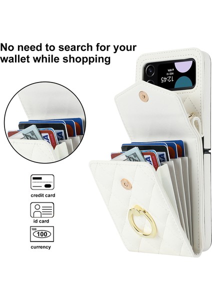 Samsung Galaxy Z Flip3 5g Çoklu Kart Yuvası Telefon Kılıfı, Rfıd Engelleme Yüzüğü Kickstand Deri+Pc Kapağı (Yurt Dışından)