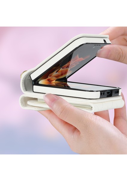 Samsung Galaxy Z Flip3 5g Çoklu Kart Yuvası Telefon Kılıfı, Rfıd Engelleme Yüzüğü Kickstand Deri+Pc Kapağı (Yurt Dışından)