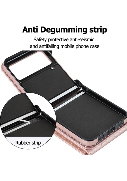 Samsung Galaxy Z Flip3 5g Çoklu Kart Yuvası Telefon Kılıfı, Rfıd Engelleme Yüzüğü Kickstand Deri+Pc Kapağı (Yurt Dışından)