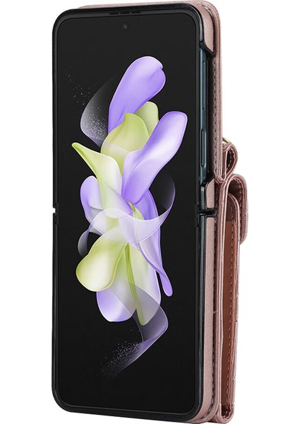Samsung Galaxy Z Flip3 5g Çoklu Kart Yuvası Telefon Kılıfı, Rfıd Engelleme Yüzüğü Kickstand Deri+Pc Kapağı (Yurt Dışından)