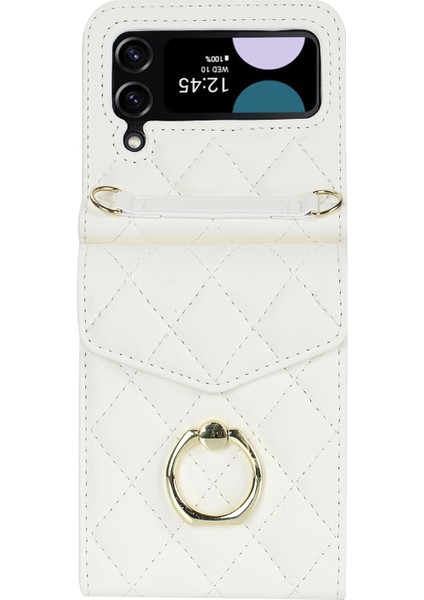 Samsung Galaxy Z Flip4 5g Rfıd Birden Fazla Kart Yuvasını Engelleme Kasa Ring Kickstand Deri+Pc Kapağı (Yurt Dışından)
