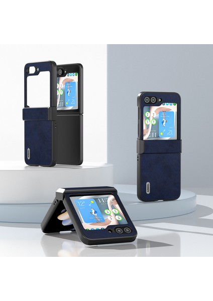 Samsung Galaxy Z Flip5 5g Pu Deri + Pc Telefon Kılıfı Cowhide Doku Menteşe Koruma Kapağı (Yurt Dışından)