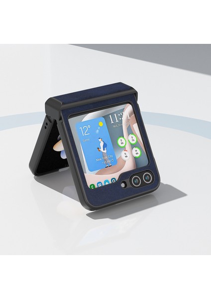 Samsung Galaxy Z Flip5 5g Pu Deri + Pc Telefon Kılıfı Cowhide Doku Menteşe Koruma Kapağı (Yurt Dışından)