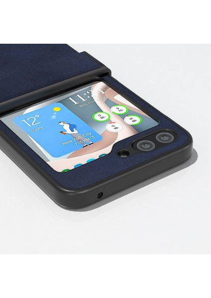 Samsung Galaxy Z Flip5 5g Pu Deri + Pc Telefon Kılıfı Cowhide Doku Menteşe Koruma Kapağı (Yurt Dışından)