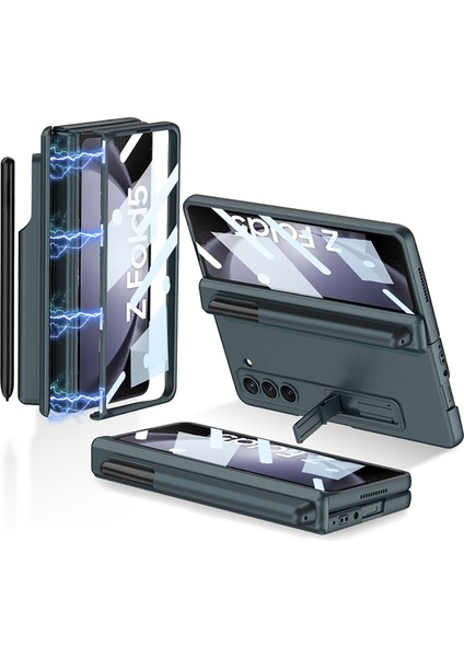 Samsung Galaxy Z Fold5 5g Sabit Pc Kickstand Telefon Kasası Manyetik Menteşe Koruma Kapağı Kalem Yuvası (Yurt Dışından)