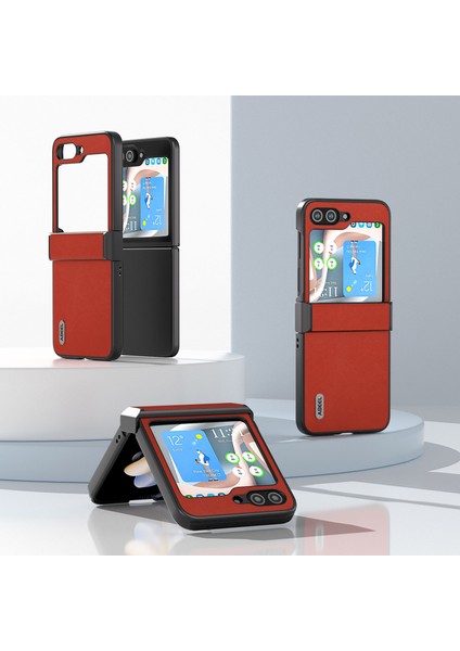 Samsung Galaxy Z Flip5 5g Anti-Drop Ince Dokulu Pu+Pc Telefon Kapağı Için Şok Geçirmez Kılıf (Yurt Dışından) fiyatları