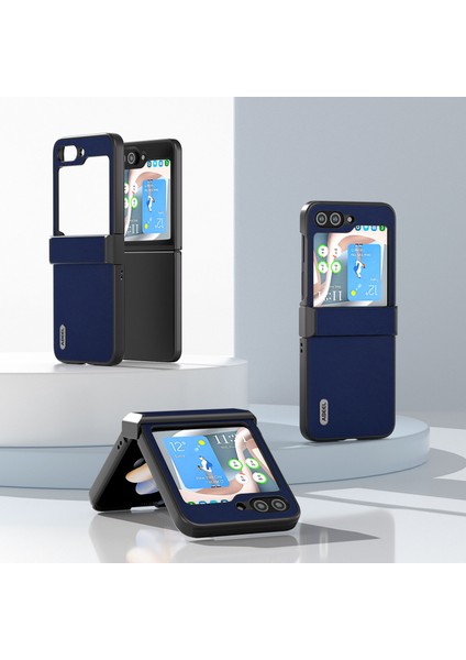 Samsung Galaxy Z Flip5 5g Anti-Drop Ince Dokulu Pu+Pc Telefon Kapağı Için Şok Geçirmez Kılıf (Yurt Dışından)