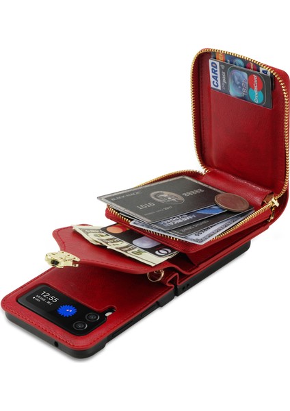 Samsung Galaxy Z Flip5 5g Pu Deri Kaplamalı Tpu+Pc Telefon Kılıfı Zipper Cep Kartı Yuva Kapağı Omuz Kayışı ile (Yurt Dışından) fırsatları