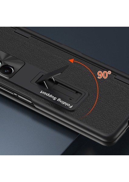 Samsung Galaxy Z Fold5 5g Kickstand Case Menteşe Koruma Pu Deri Pc Kapağı, Kalem (Yurt Dışından)