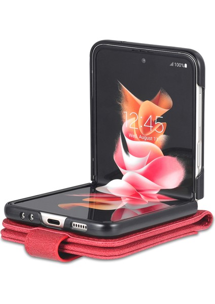 Samsung Galaxy Z Flip5 5g Pu Deri Telefon Kılıf Kickstand Card Yuvaları Kapak (Yurt Dışından)