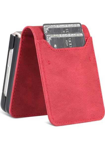 Samsung Galaxy Z Flip5 5g Pu Deri Telefon Kılıf Kickstand Card Yuvaları Kapak (Yurt Dışından)
