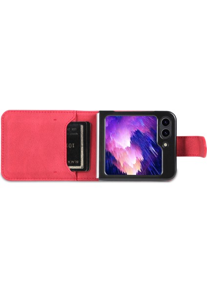Samsung Galaxy Z Flip5 5g Pu Deri Telefon Kılıf Kickstand Card Yuvaları Kapak (Yurt Dışından)