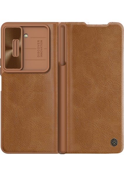Samsung Galaxy Z Fold5 5g Pu Deri Kılıf Slayt Kamera Koruma Telefon Kapağı Pen Yuvası (Yurt Dışından)
