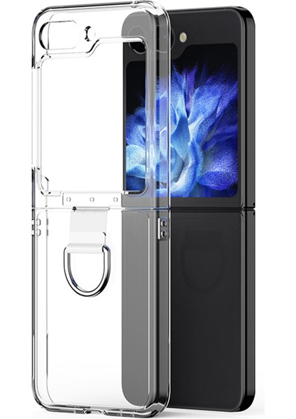 Samsung Galaxy Z Flip5 5g Sert Pc Cilt-Dokunmatik Telefon Kılıfı Metal Halka Tutucu Kaymaz Kapak (Yurt Dışından)