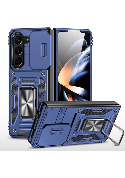 Samsung Galaxy Z Fold5 5g Zırh Serisi Pc + Tpu Telefon Kılıfı Metal Kickstand Kapak Slayt Kamera Kapağı (Yurt Dışından)
