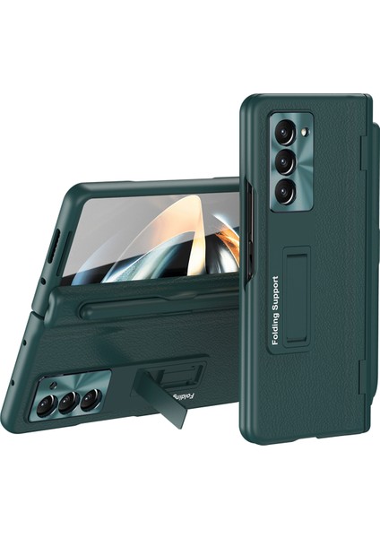 Samsung Galaxy Z Fold5 5g Kickstand Case Menteşe Koruma Pu Deri Pc Kapağı, Kalem (Yurt Dışından)