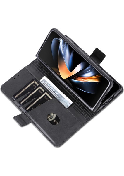 Samsung Galaxy Z Fold5 5g Pu Deri Deri Cüzdan Kılıf Flip Folio Stand Telefon Kapağı (Yurt Dışından)