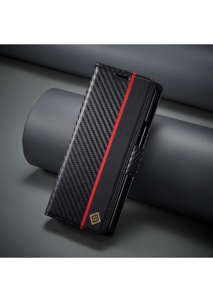 Samsung Galaxy Z Fold4 5g Deri Cüzdan Kılıfı Stand Karbon Fiber Doku Telefon Kapağı (Yurt Dışından)